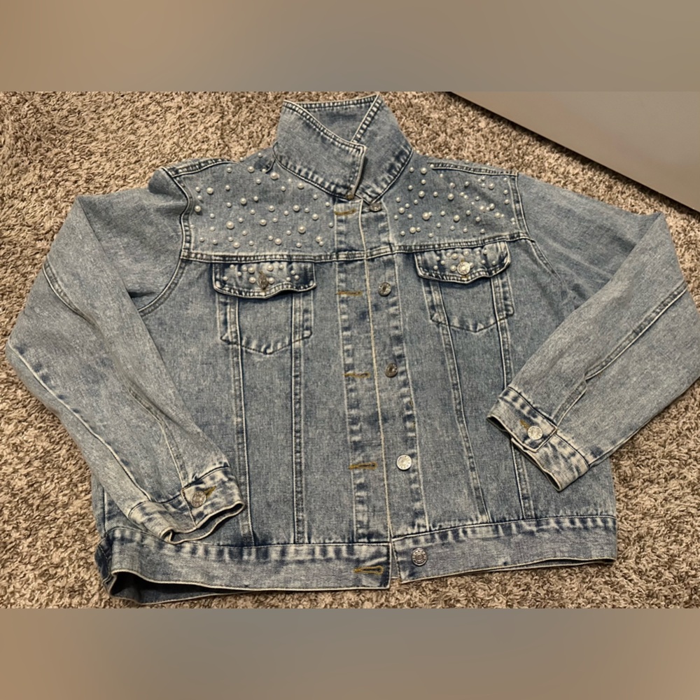 Pearl Studded Denim Jacket | Embellished Jean Jacket Women’s Western Chic